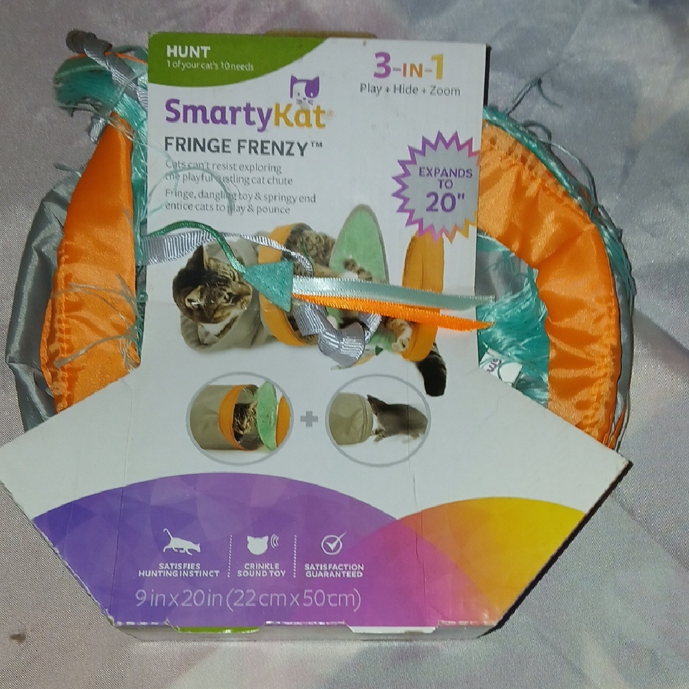 Fringe Frenzy 3-in-1 Cat Toy - Orange and Green